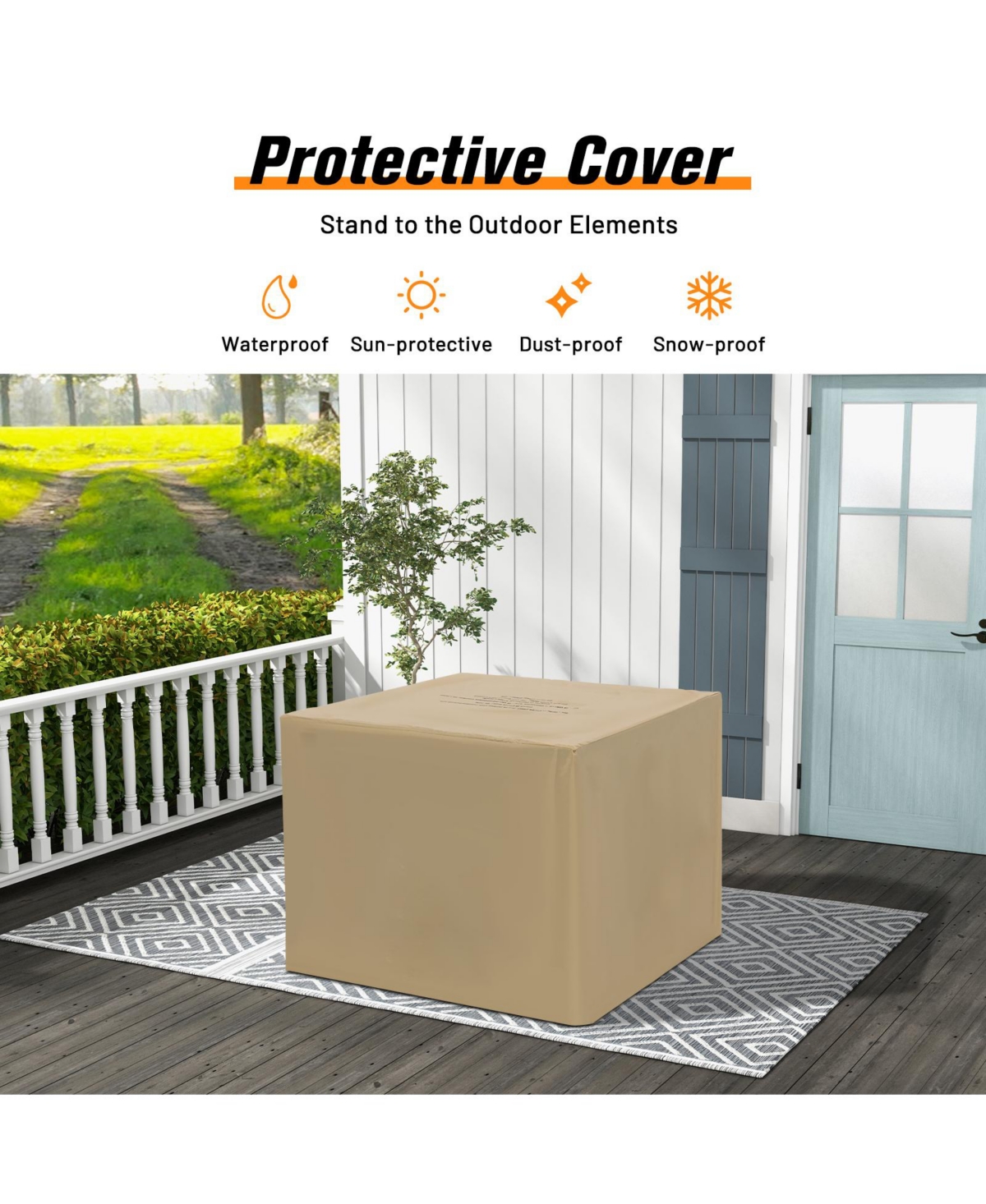 Mecale 32 Inch 50,000 Btu Square Fire Pit Table with Lid and Lava Rocks