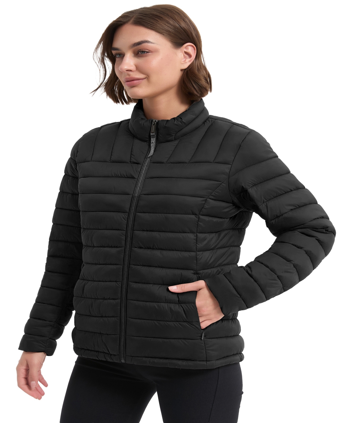 Hawke & Co. Women's Rail Quilted Packable Jacket In Black