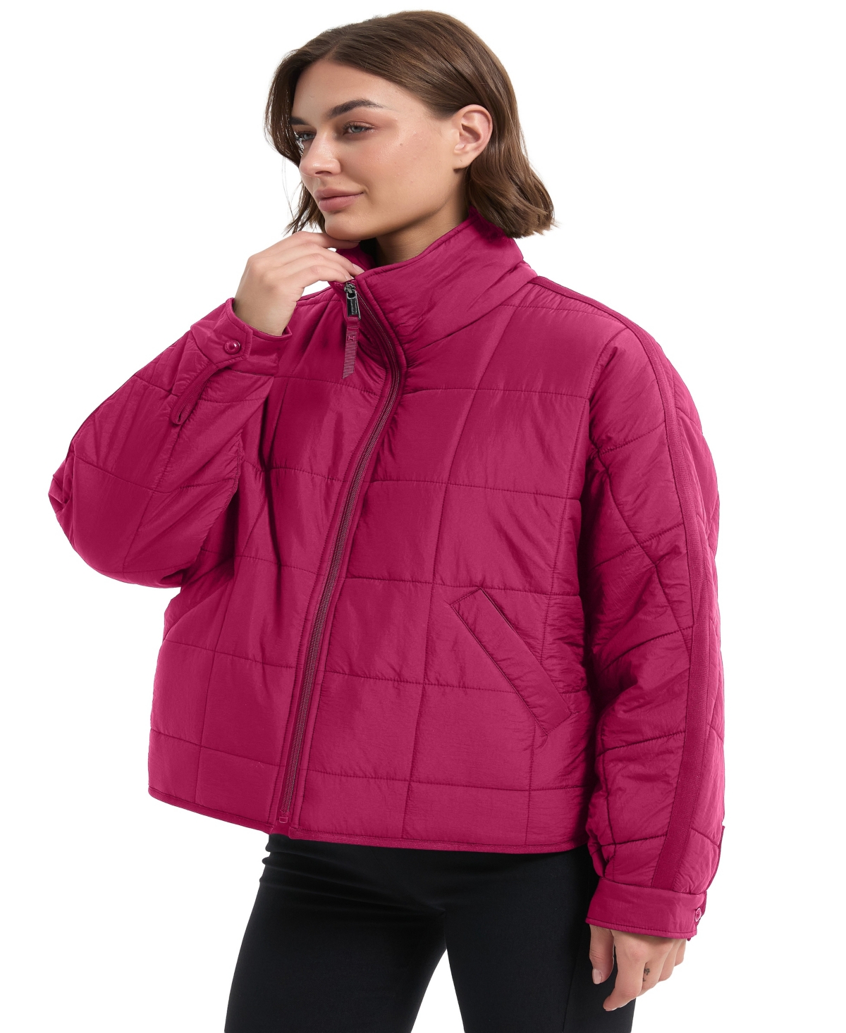 Hawke & Co. Women's Crinkle Oversized Quilted Jacket In Pink