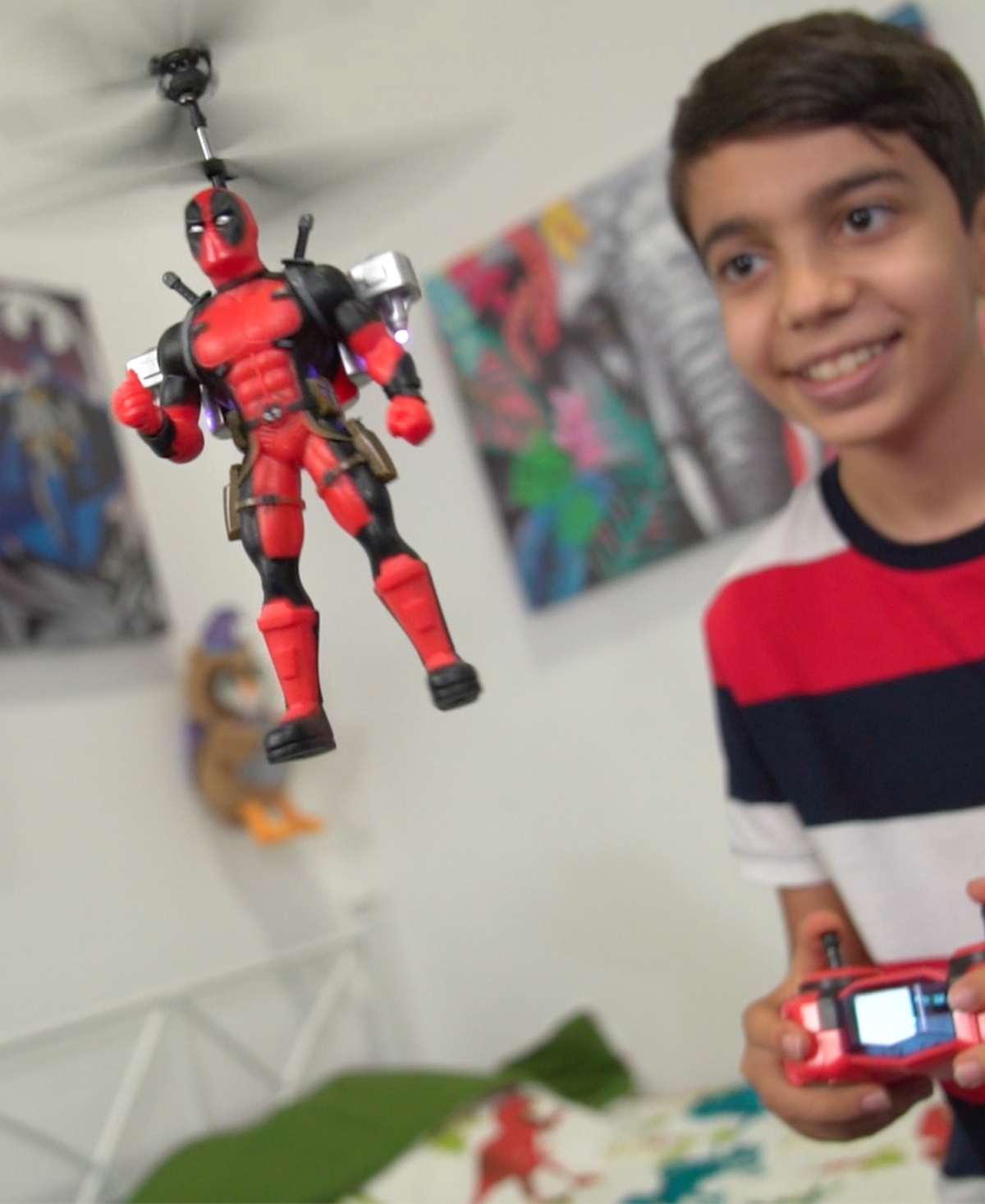 World Tech Toys Marvel Deadpool 2ch Jetpack Flying Figure Ir Helicopter In Transparent