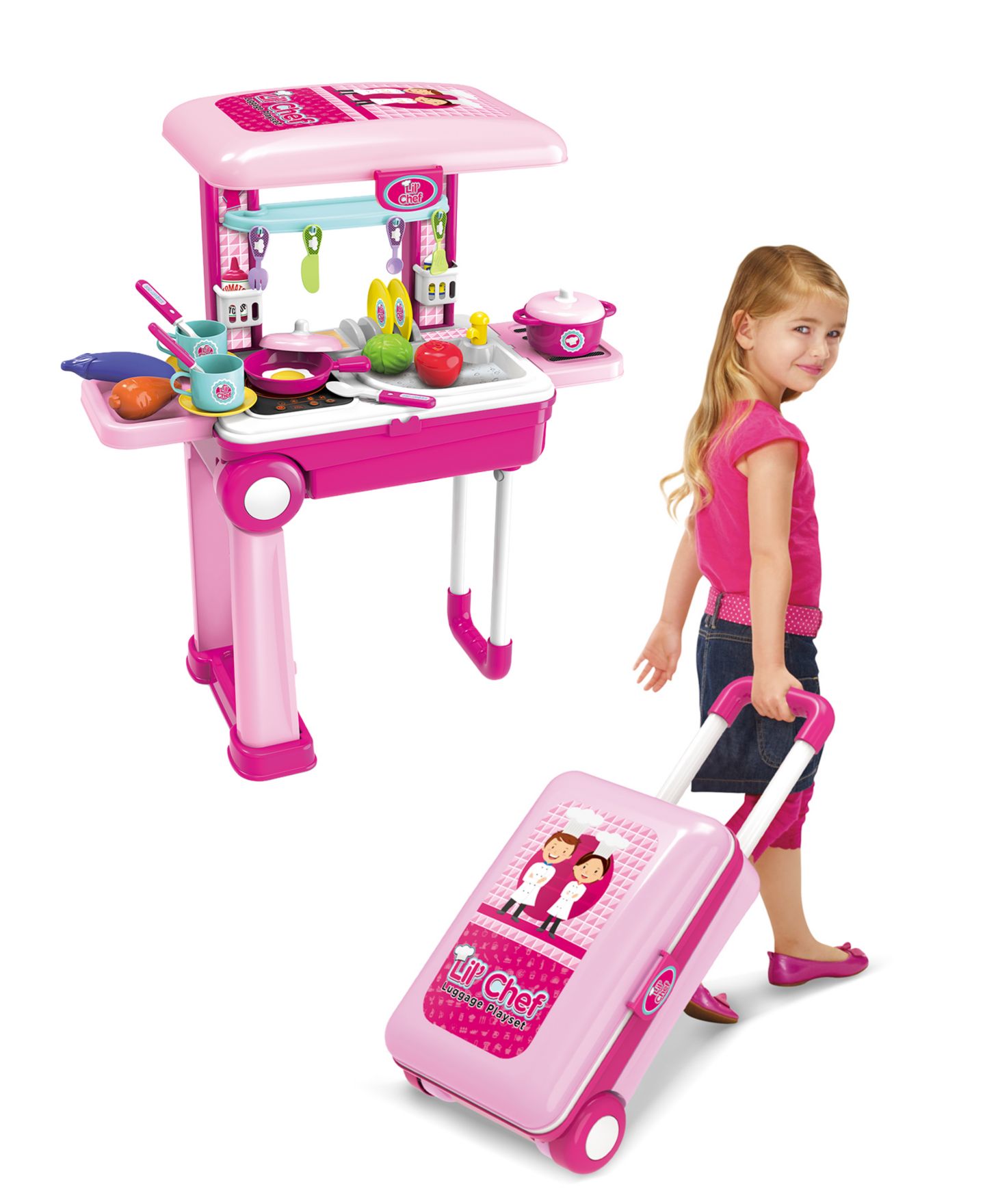 Детский игровой набор World Tech Toys Lil' Chef Mobile Suitcase 37-Piece Cooking Playset, Ages 3+ — фото 3