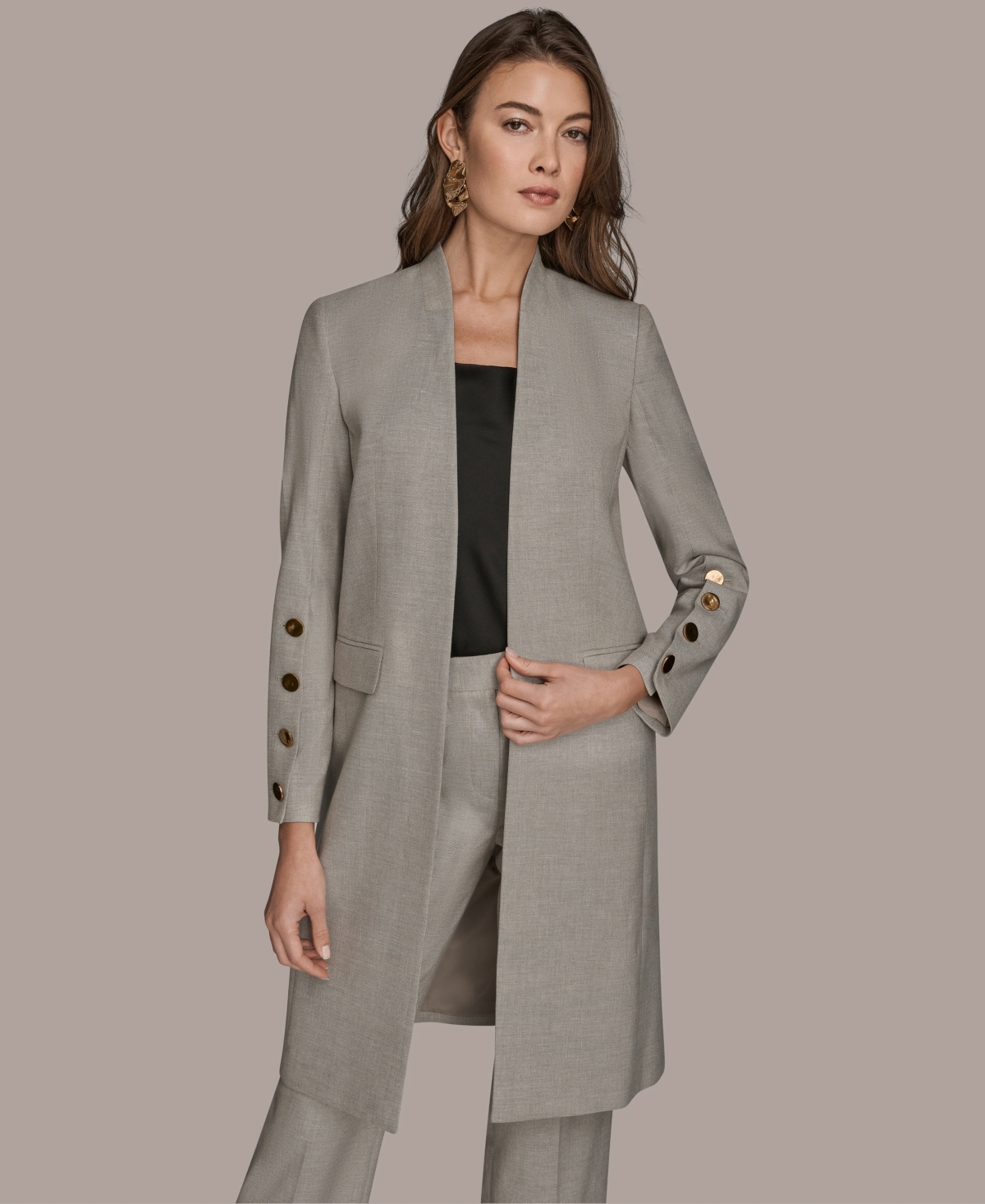 Donna Karan Women's Button Sleeve Jacket In Gray