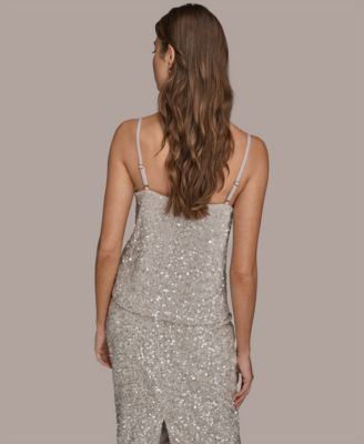Women's Sequin Detail Cowl Neck Camisole
