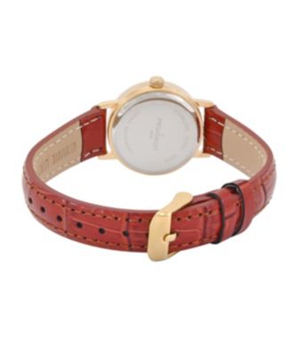 Womens Small Face Easy Read Minimalist Brown Leather Strap Watch