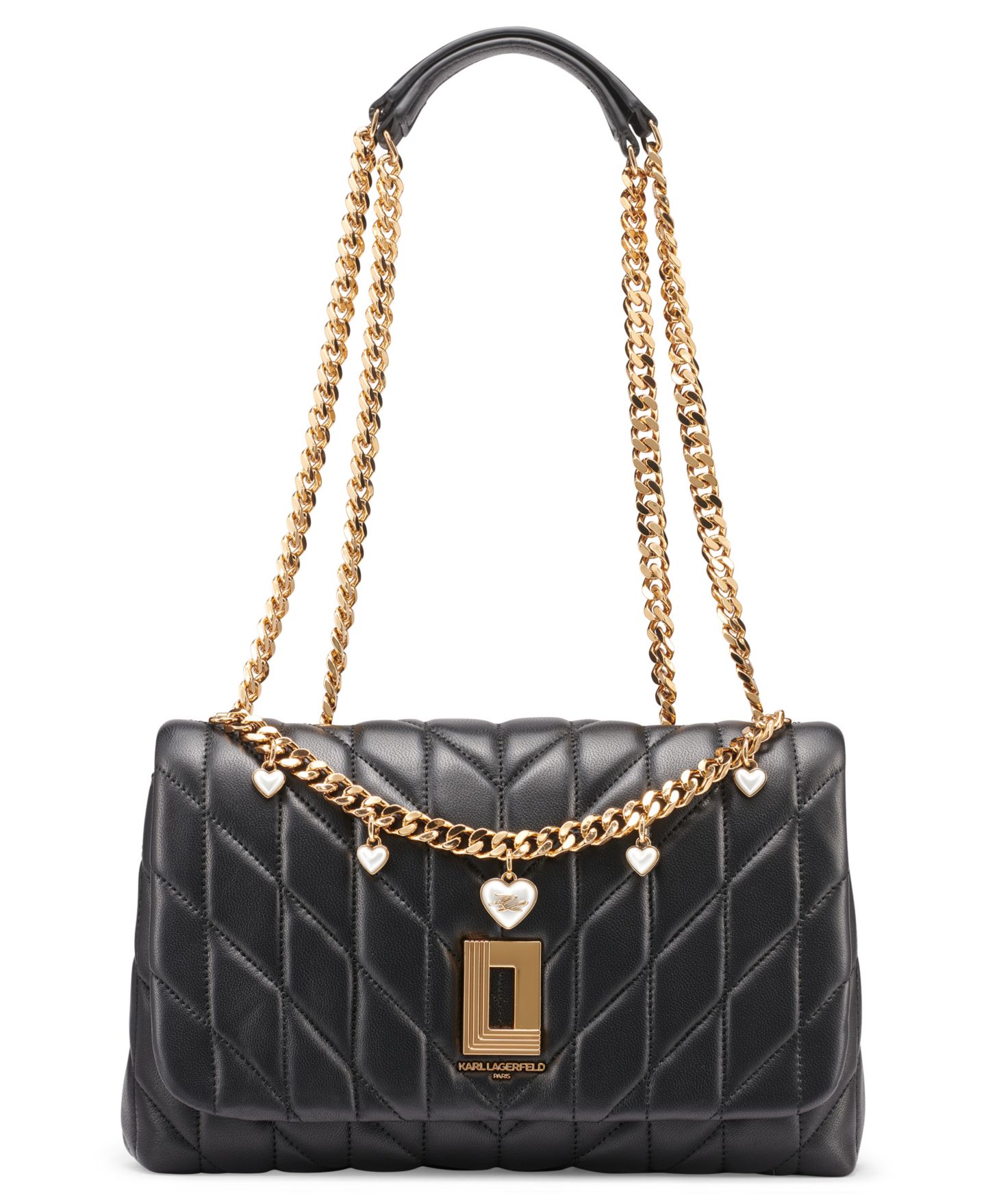 Женская сумка KARL LAGERFELD PARIS Lafayette Small Shoulder, цвет: Чёрный / Золотой — фото 1
