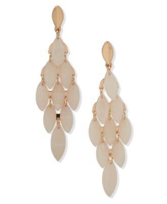 lonna & lilly - Plastic Stone Navette Disc Chandelier Earrings