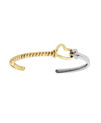 Two Tone Heart Knot Cuff Bracelet