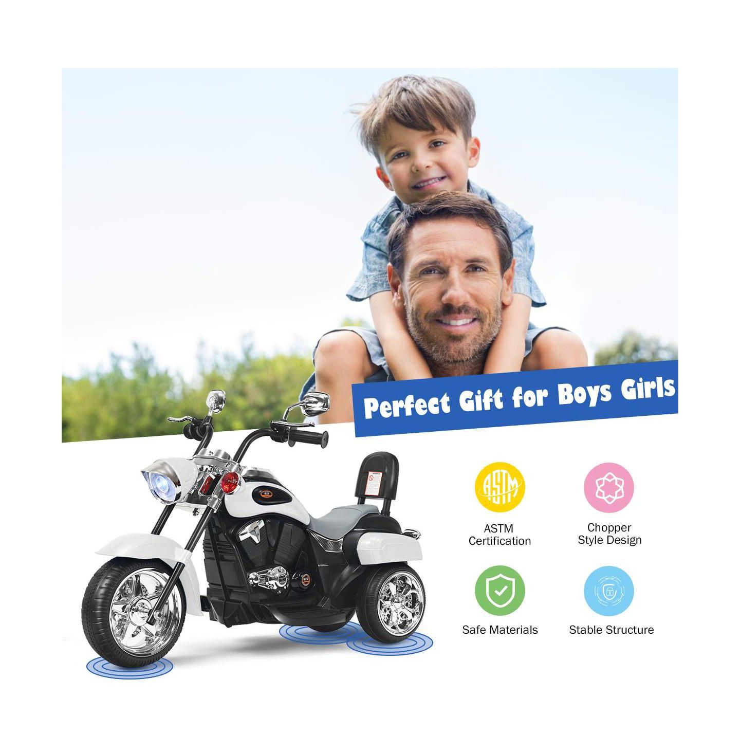 Детская игрушка Mecale 6V Powered 3-Wheel Chopper-Style Ride-On Motorbike, Ages 3+, цвет: Чёрный — фото 5