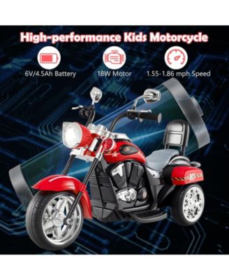 6V Powered Toddler 3-Wheel Motorbike Ride On Toy with Horn and Headlight