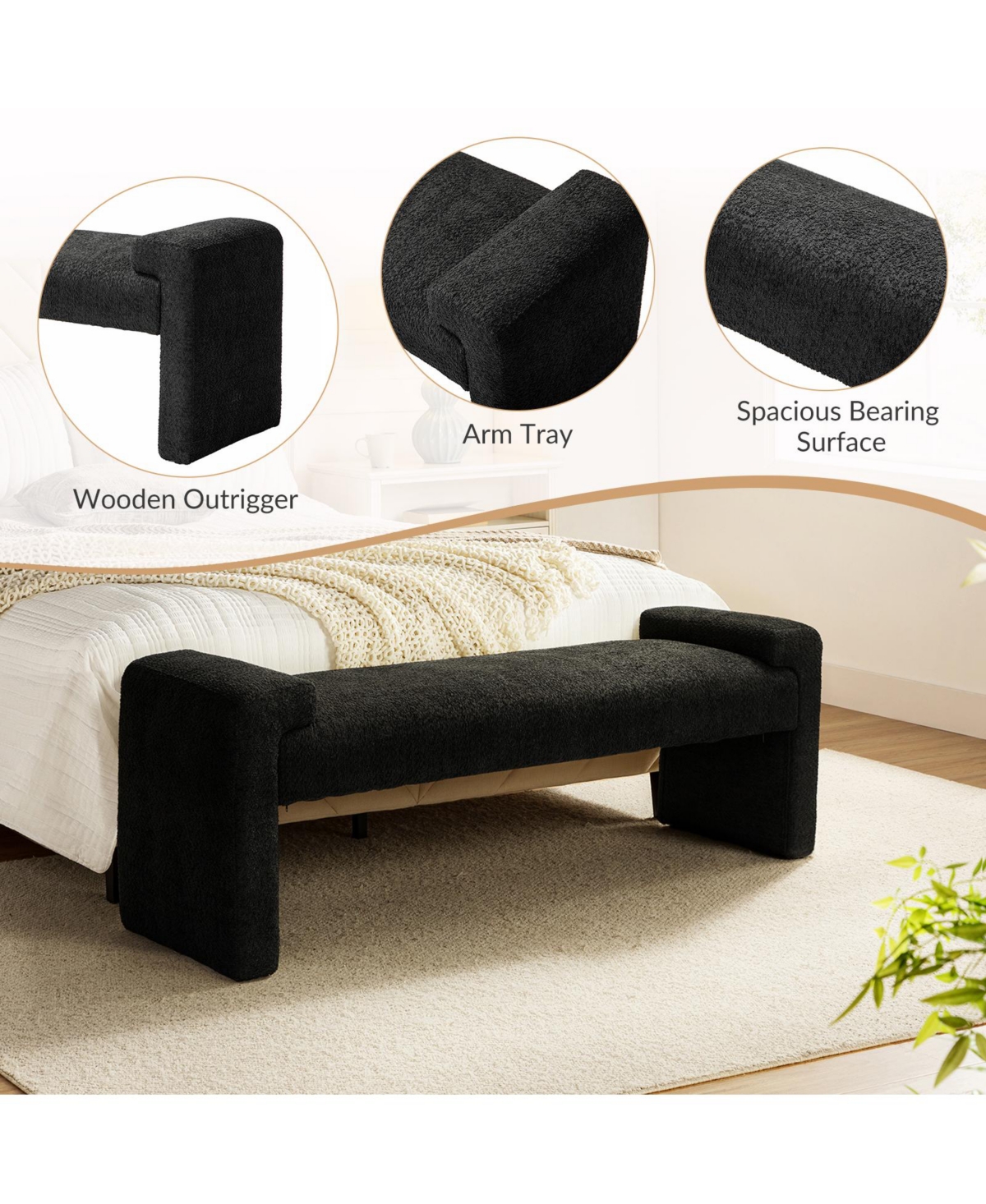 Hulala Home Modern Roland Upholstered Bench