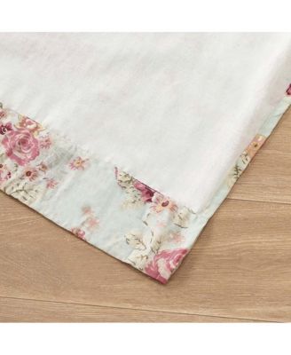 Greenland Home Antique Rose Floral Pinstripe with Dainty Scrolling Embellishments Valance 84"x19" Blue