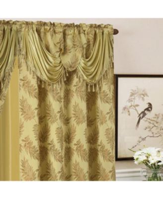 Ramallah Trading Palm Floral Textured Jacquard Single Rod Pocket Curtain Panel - 54 x 84, Gold