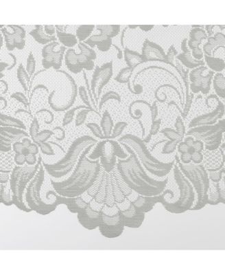 Limoges Sheer Rod Pocket Delicate Scalloped Bottom Hem Floral Lace Design Swag Valance Set 72" x 32"