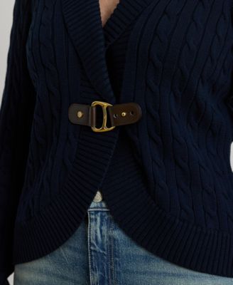 Plus Size Cotton Ribbed Shawl-Collar Cardigan Top