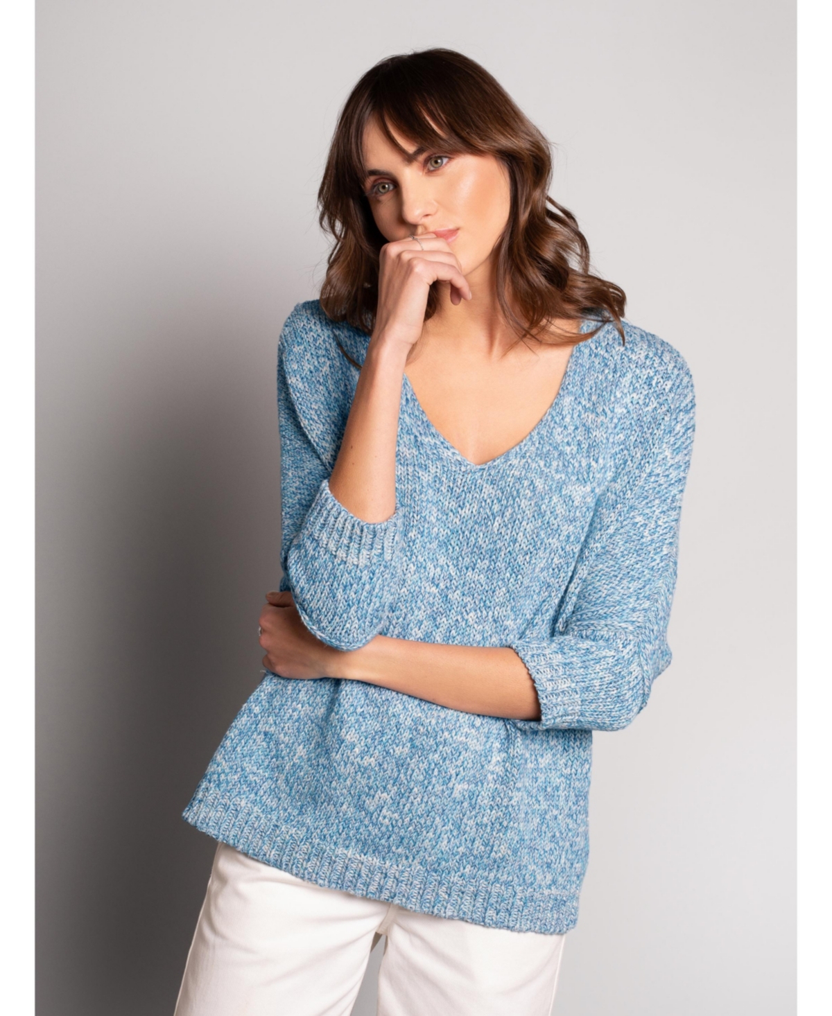 Celtic & Co. Yarn Twist V-Neck Slouch Sweater