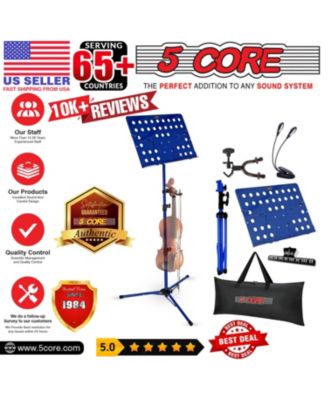 Music Stand For Sheet Music Height Adjustable Portable Folding Atril Para Partituras w Light Clip for Guitar Players Violinists Cellists Pianists - MUS FLD HD ACC BLU