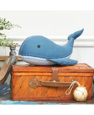 Whale Shaped Applique and Embelishe Accent Pillow, 7.87" x 15.7"