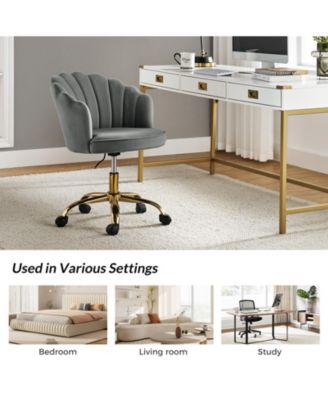 Woman Modern Cute Shell Back Upholstered Desk Chair for Vanity, Living Room