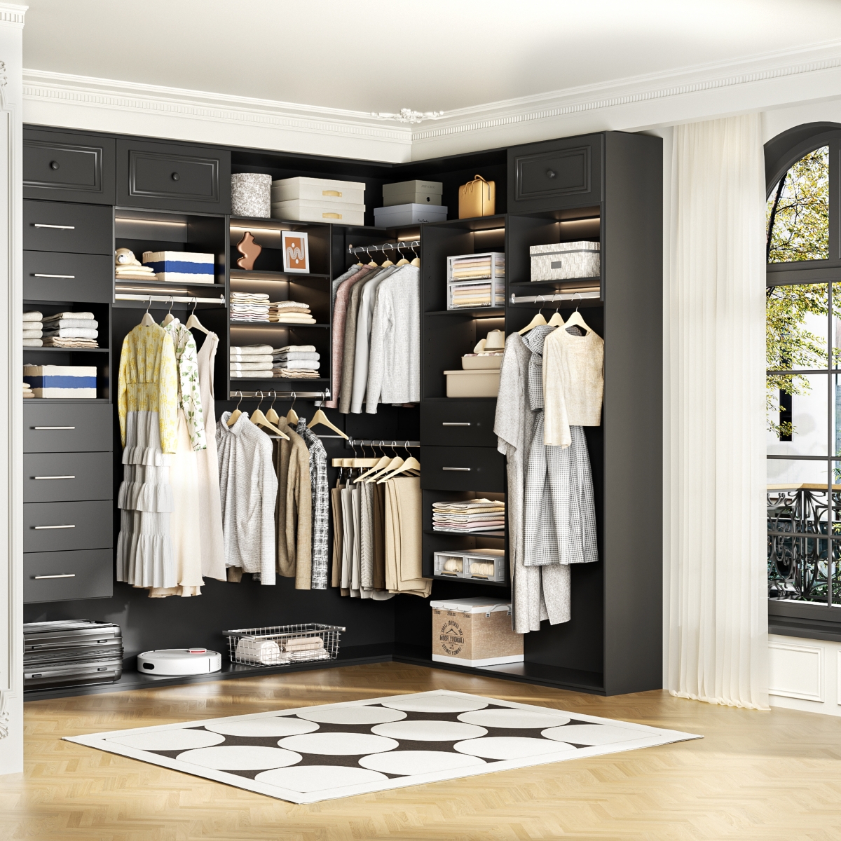 Lovmor Wood Shelf Medium Double Hanging Closet Unit