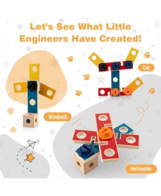 Wooden Pretend Play Workbench Set with Blackboard for Toddlers Ages 3+