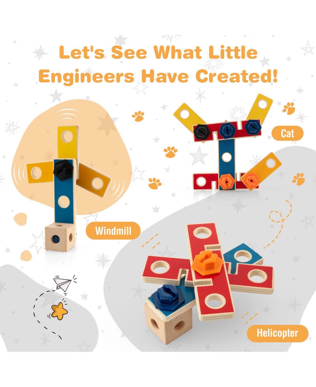 Sugift Wooden Pretend Play Workbench Set with Blackboard for Toddlers Ages 3+