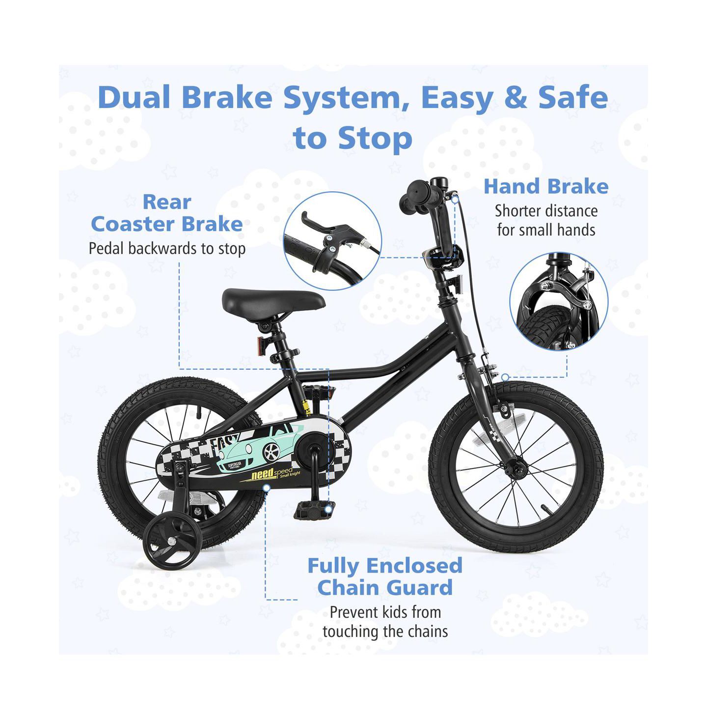Детская игрушка SUGIFT 16 Inch Adjustable Low-Step Frame Carbon Steel Kids Bike, Ages 3-8, цвет: Чёрный — фото 5