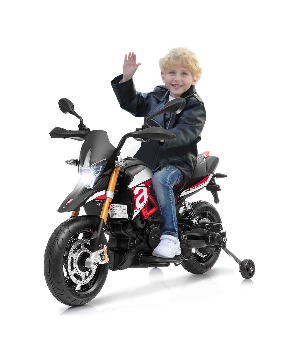 Sugift 12V Kids Ride-On Motorcycle Aprilia Licensed with Sounds and Music