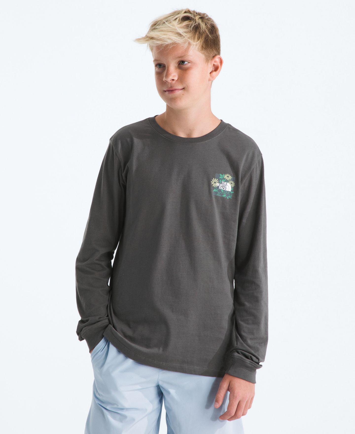 Детская футболка The North Face Long-Sleeve Graphic, цвет: Антрацитовый серый — фото 1