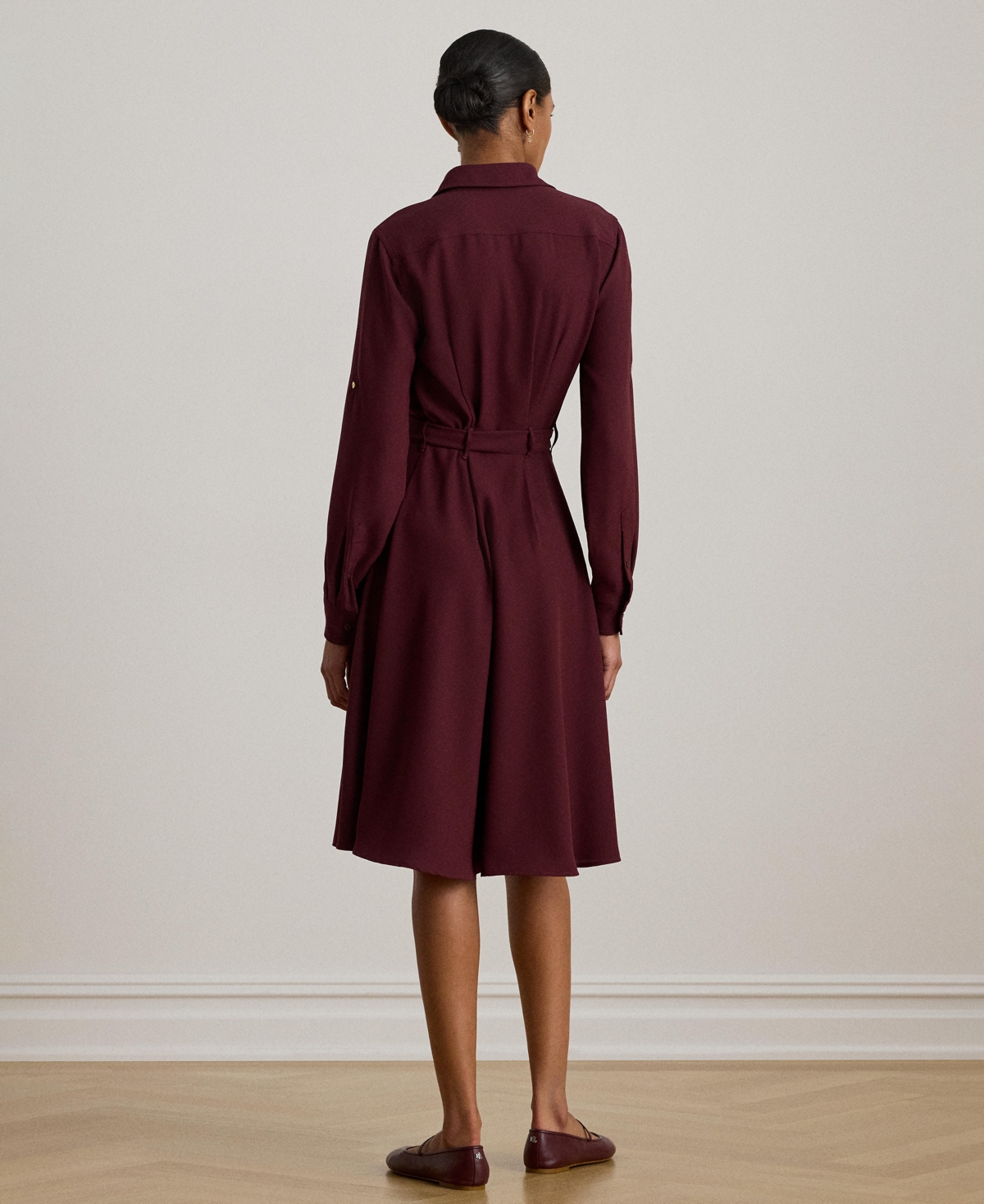 Ralph Lauren Women's Double-faced Point Collar Shirt Dress In Burgundy