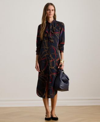 Lauren Ralph Lauren - Women's Printed Tie-Neck Shirt Dress