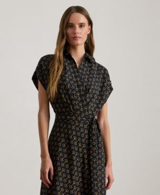 Women's Geo-Print Belted Dress