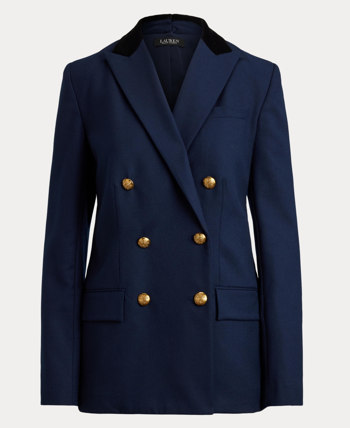 Ralph Lauren Women's Double-breasted Twill Blazer In Blue