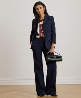 Plus Size Cotton Herringbone Jacquard Blazer