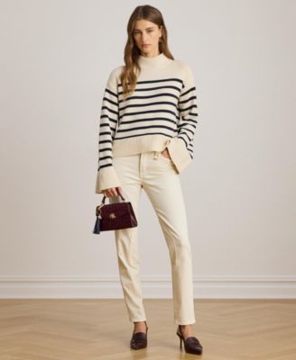 Women's Striped Mock Neck Sweater