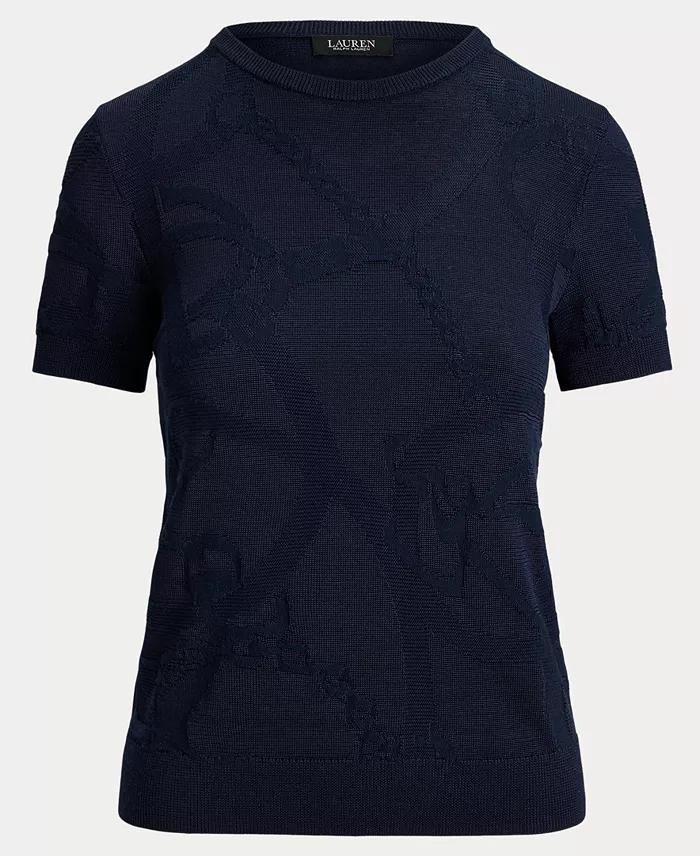 Women's Belting-Motif Short-Sleeve Sweater - thumbnail 10