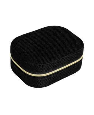 Small Leather Travel Jewelry Organizer Box, Caramel Color