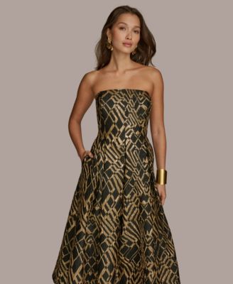 Women's Strapless Fit and Flare Midi Dress