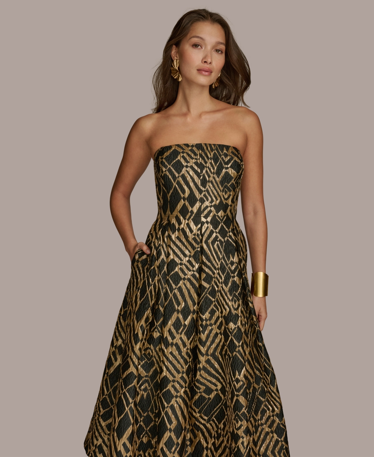 Donna Karan New York Women's Strapless Fit and Flare Midi Dress