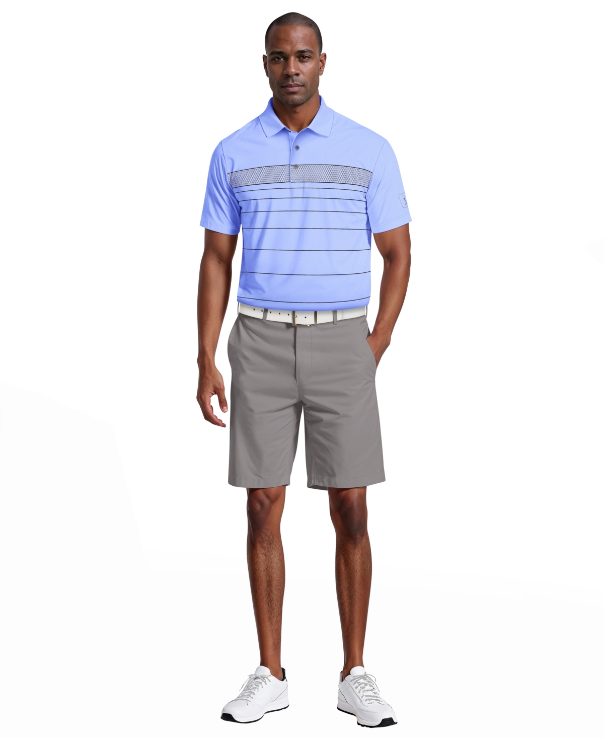 Pga Tour Men's Short-Sleeve Engineered Chest Stripe Polo Shirt