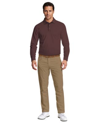 Men's Houndstooth Pattern Long-Sleeve Golf Polo Shirt