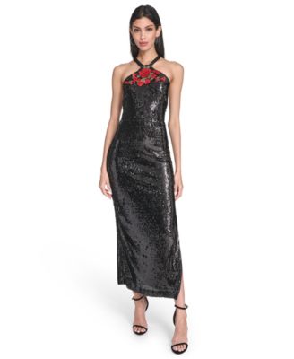 Eliza J - Women's Social Sequined Halter Neck Dress