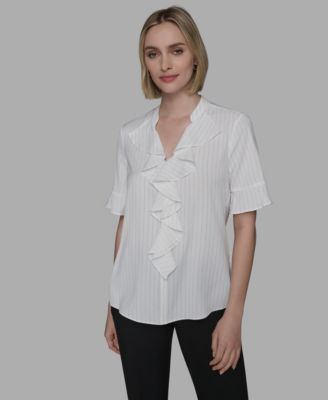 KARL LAGERFELD PARIS - Women's Short-Sleeve Ruffle Top