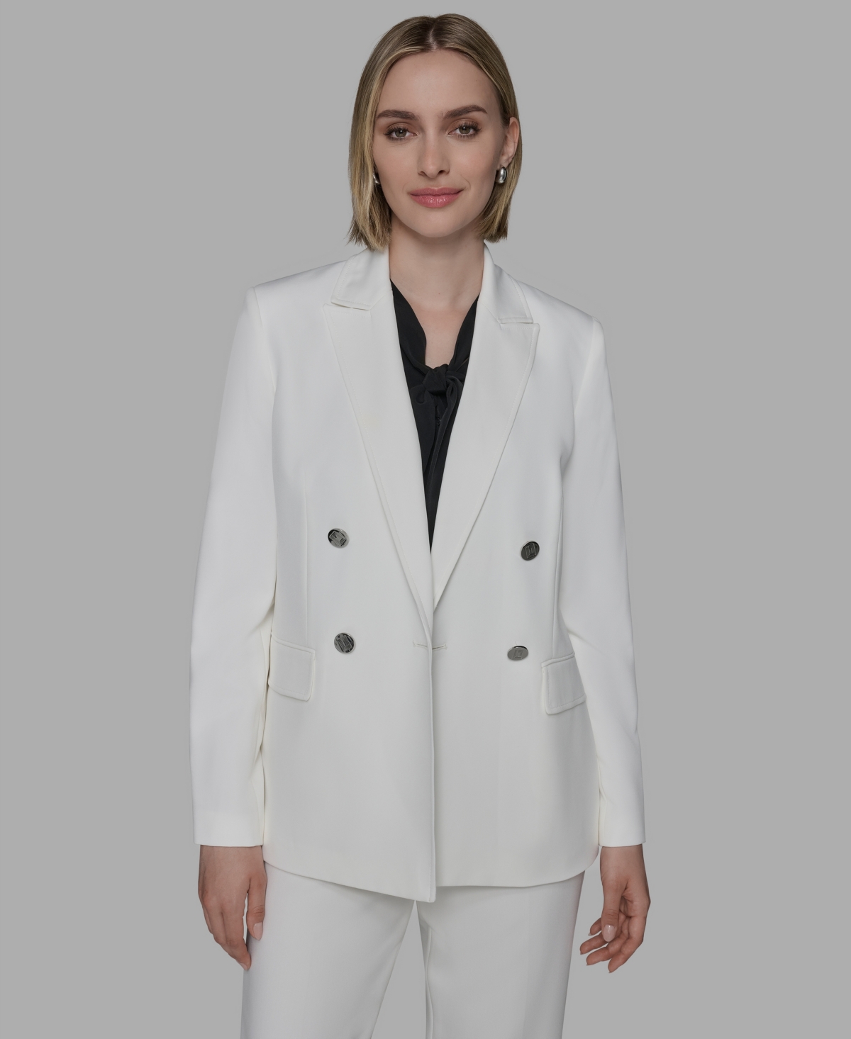 Karl Lagerfeld Women's Double-breasted Blazer In White