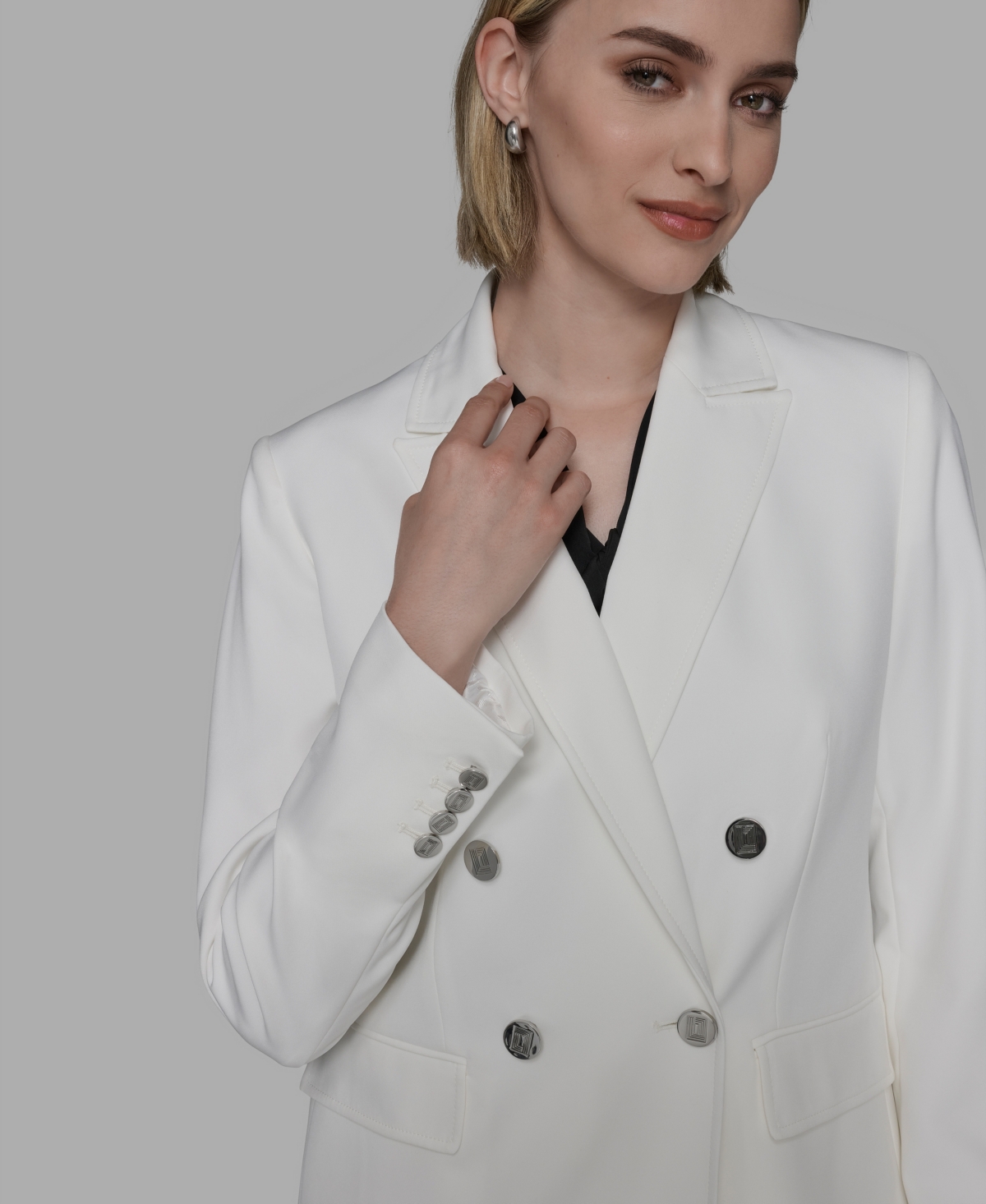 Karl Lagerfeld Women's Double-breasted Blazer In White