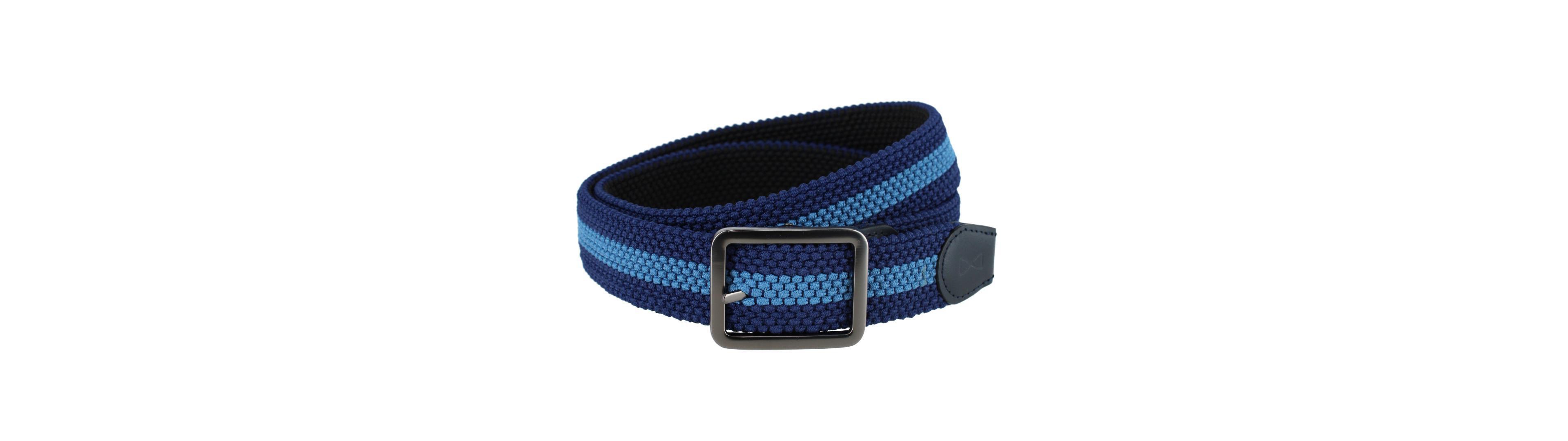Trafalgar Men's Arturo Black and Blue Striped Reversible 35MM Braided Golf Belt