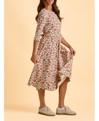 Women's Beech 3/4 Sleeve Waist Tie Midi Dress