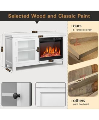 48" Electric Fireplace with Wood Mantel, Freestanding Fireplace with Remote Control, Fireplace TV Stand, Adjustable Led Flame, 750W/1500W