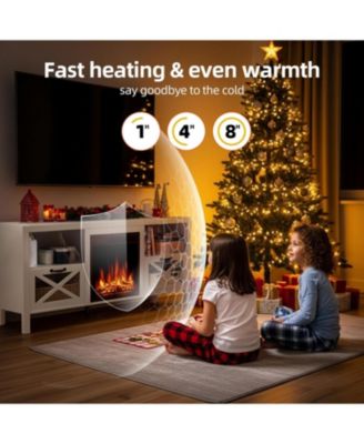 Electric Fireplace with Mantel & Cabinets, Realistic LED Flames & Remote Control, 5 Flame Brightness Levels, Overheat Protection