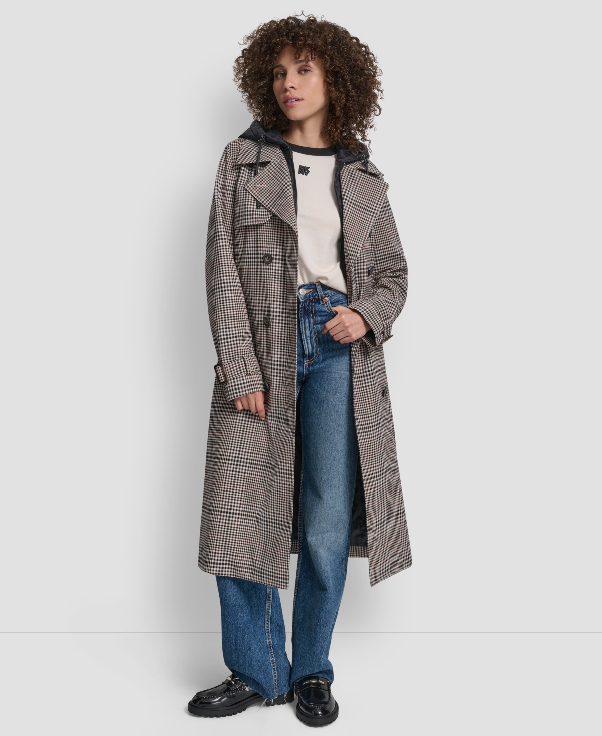 Dkny Women's Double Breasted Trench Coat In Gray
