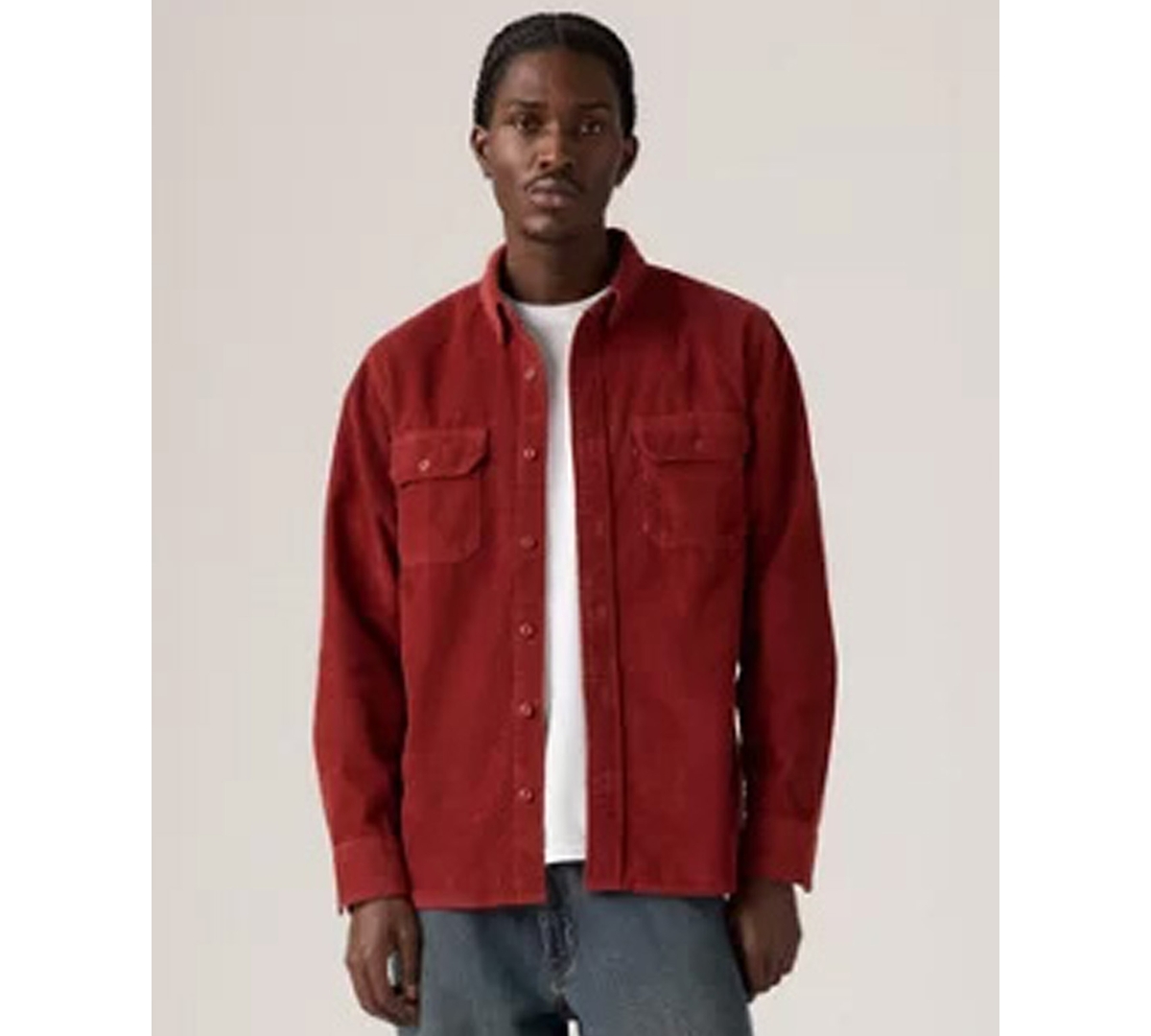 Levi's Men's Relaxed Fit Long Sleeve Button Front Worker Shirt In Red